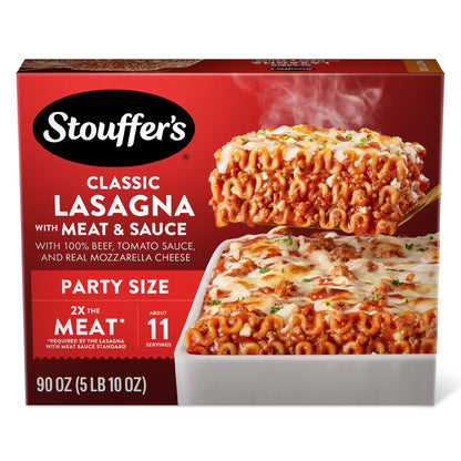 Stouffer's Classic Lasagna with Meat and Sauce, Party Size Pasta, Frozen Meals, 90 oz (Frozen) 