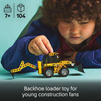 LEGO Technic Backhoe Loader Construction Toys - Building Toys Set for Boys & Girls, Ages 7+ - Educational Gift Ideas for Kids Birthday W/ Usable Back Digger, Scoop, & Outriggers - 42197