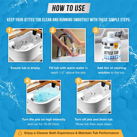 Active Jetted Hot Tub and Spa Cleaner, Compatible with Jacuzzis and Whirlpools, 32 oz, 8 Uses