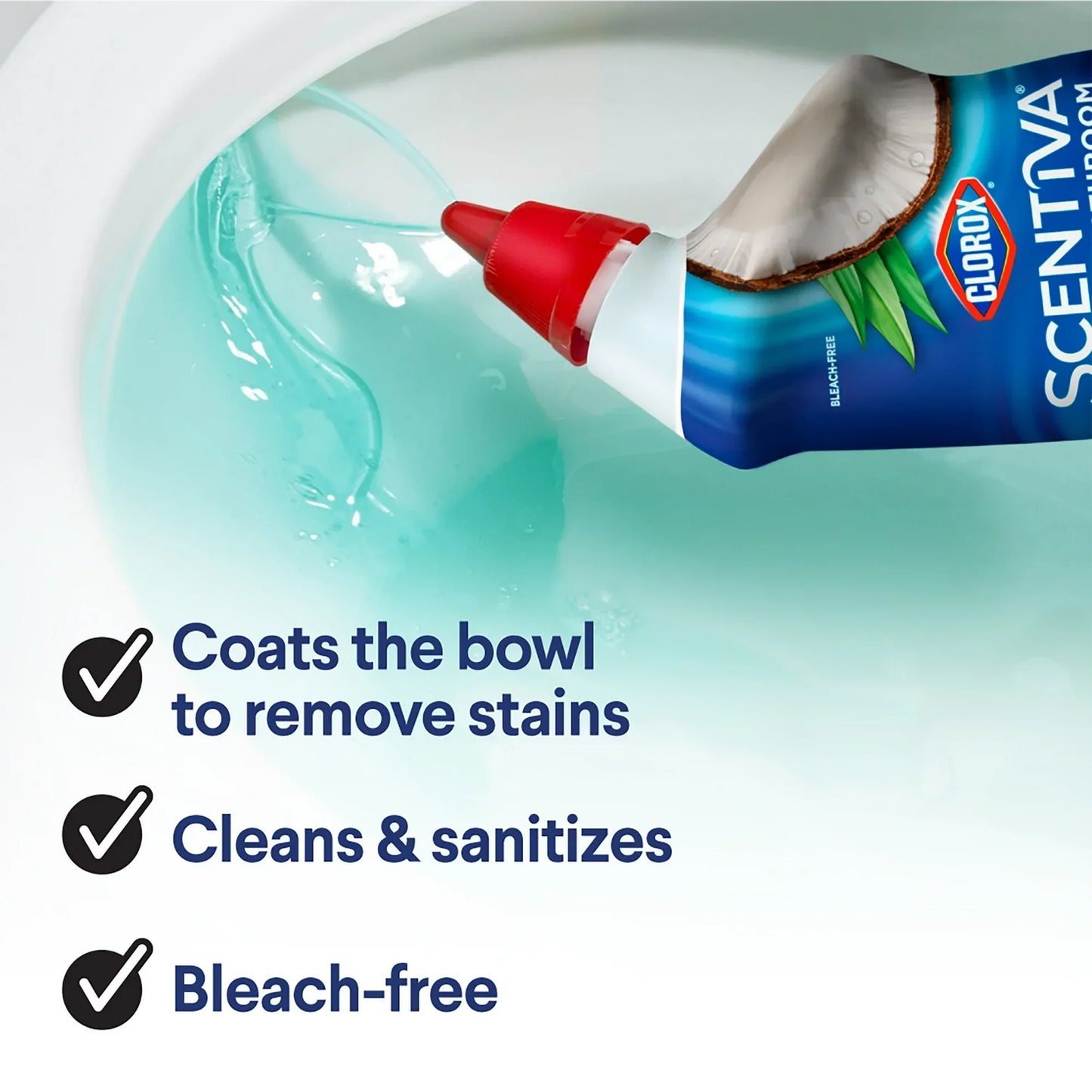 Clorox Scentiva Bathroom Toilet Cleaning Gel, Coconut and Waterlily, 24 Fluid Ounces