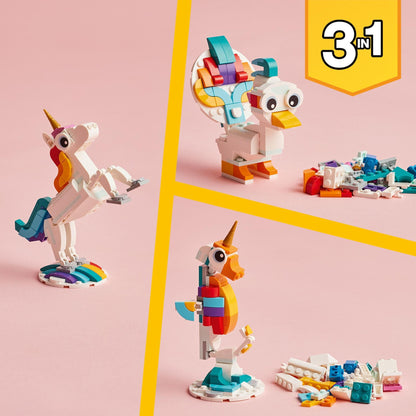 LEGO Creator 3 in 1 Magical Unicorn - Building Toy Set With 3 Building Options, Unicorn, Seahorse, or Peacock - Learning Toy for Kids, Girls & Boys, Ages 7+ - Easter Basket Stuffers - 31140