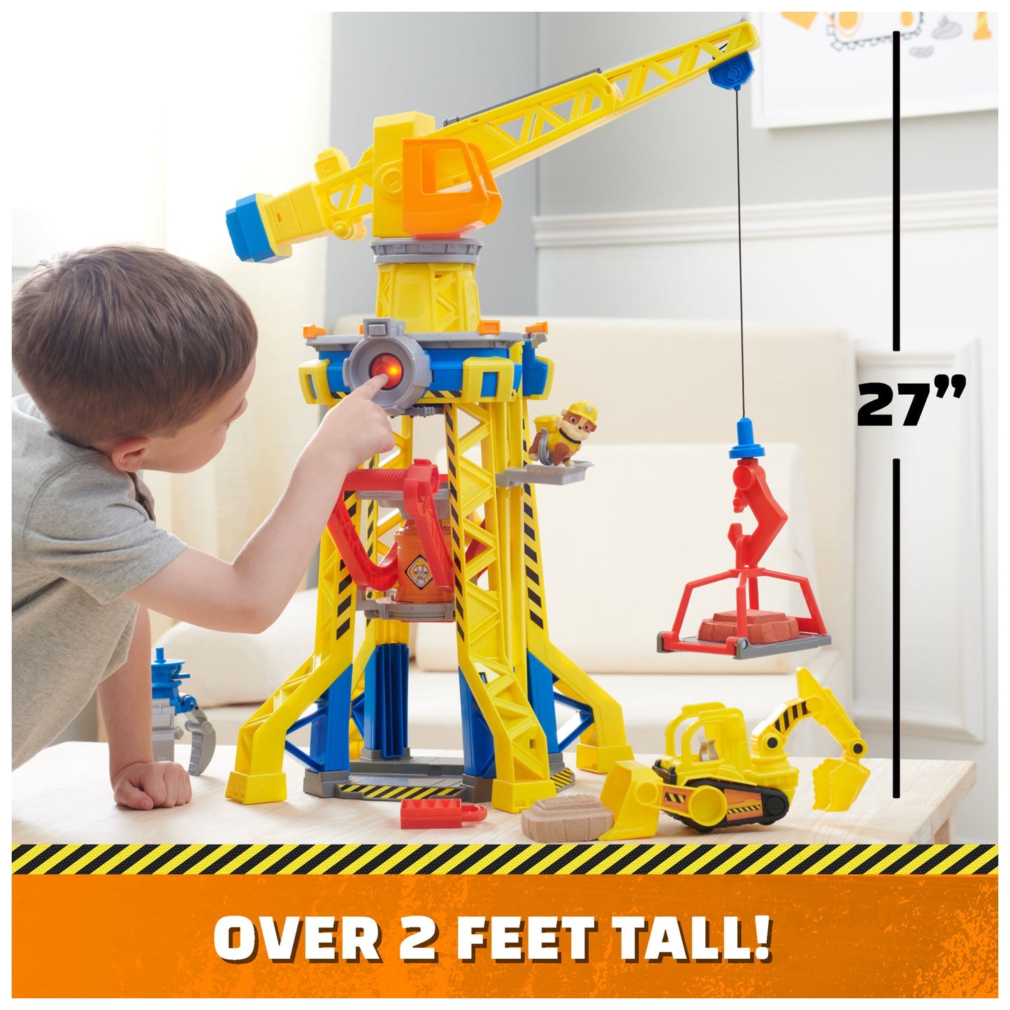 PAW Patrol, Rubble & Crew Bark Yard Crane Tower Playset with Action Figure and Vehicle, for Kids Age 3 and up