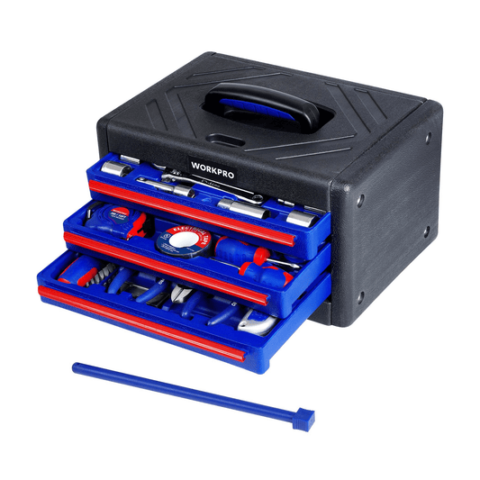 WORKPRO 125-Piece Auto Repair Tool Set,Mechanics Tool Set, General Household Home Repair Tool Kit with 3-Drawer Heavy Duty Metal Box,Hand Tool Kit
