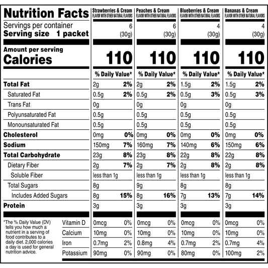 Quaker Instant Oatmeal, Fruit & Cream Variety Pack, 20 Packets