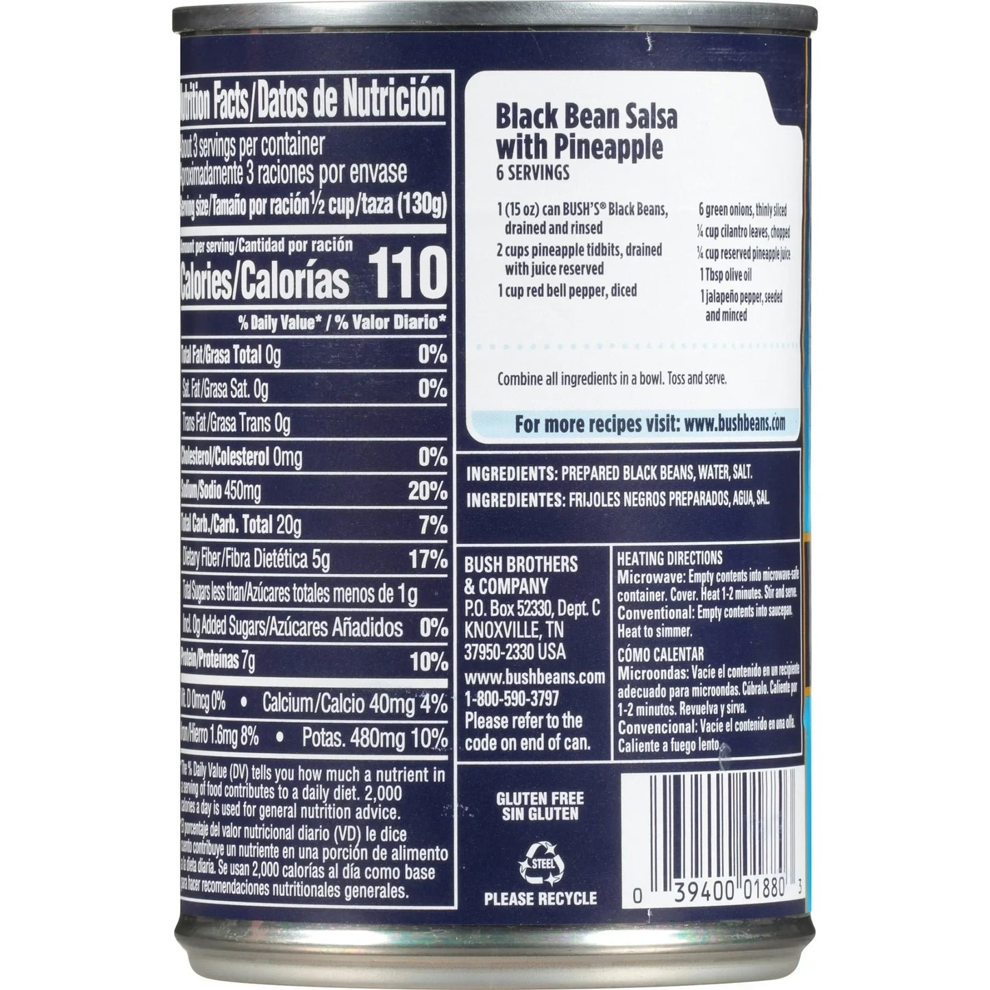 Bush's Black Beans, Canned Beans, 15 oz