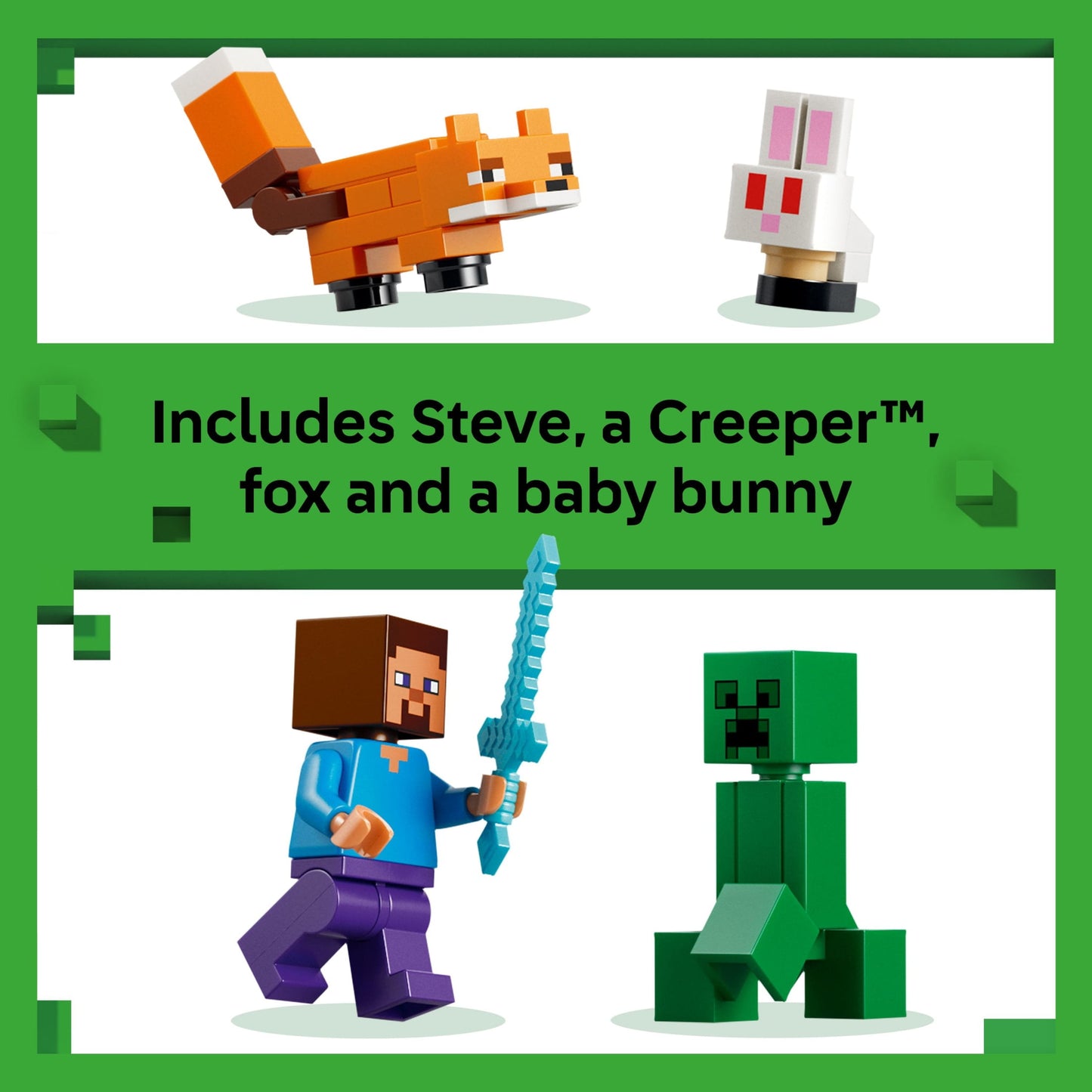 LEGO Minecraft Steve’s Taiga Adventure Building Toy for Boys & Girls - Video Game Playset & Toy Figures for Kids, Ages 6 + - W/2 Minifigures & 2 Pretend Play Animals - Gift Idea for Birthdays - 21583